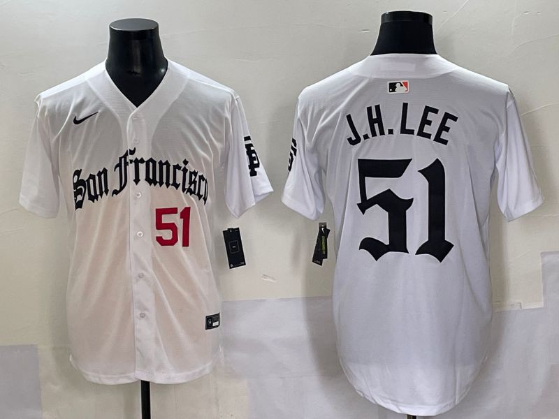 Men 2025 San Francisco Giants 51 J.H.Lee White Five generations Joint Name Nike MLB Jersey style 2